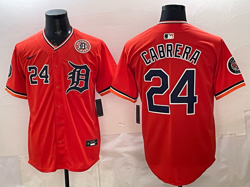 Men Detroit Tigers #24 Cabrera orange Game Nike MLB Jersey 202603232->detroit tigers->MLB Jersey